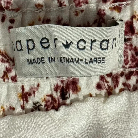NWT PAPER CRANE Cottage Core Pull On Skirt Floral Ruffle Lined Mini Womens Large - Picture 7 of 15